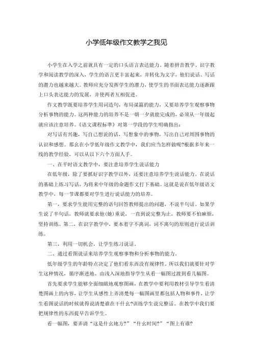 小学低年级作文教学之我见