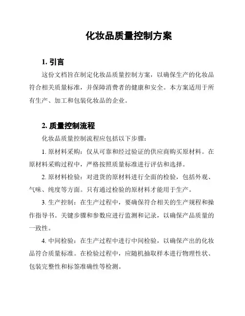化妆品质量控制方案
