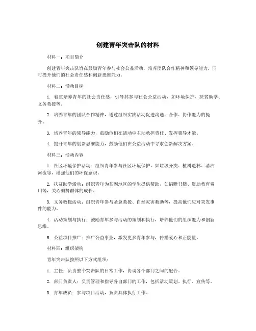 创建青年突击队的材料