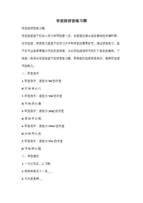 学前班拼音练习题