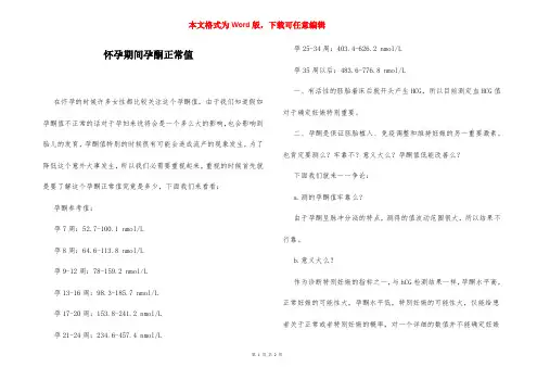 怀孕期间孕酮正常值