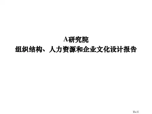 研究院组织结构、人力资源和企业文化设计报告