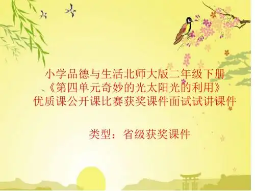小学品德与生活北师大版二年级下册《奇妙的光太阳光的利用》优质课公开课比赛获奖课件面试试讲课件 N004