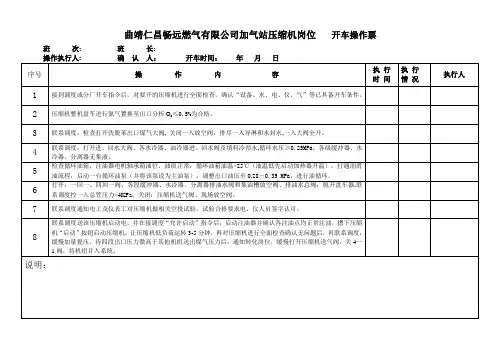6.4压缩机岗位   开车操作业票
