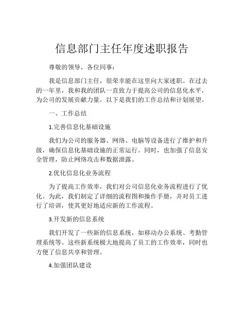 信息部门主任年度述职报告