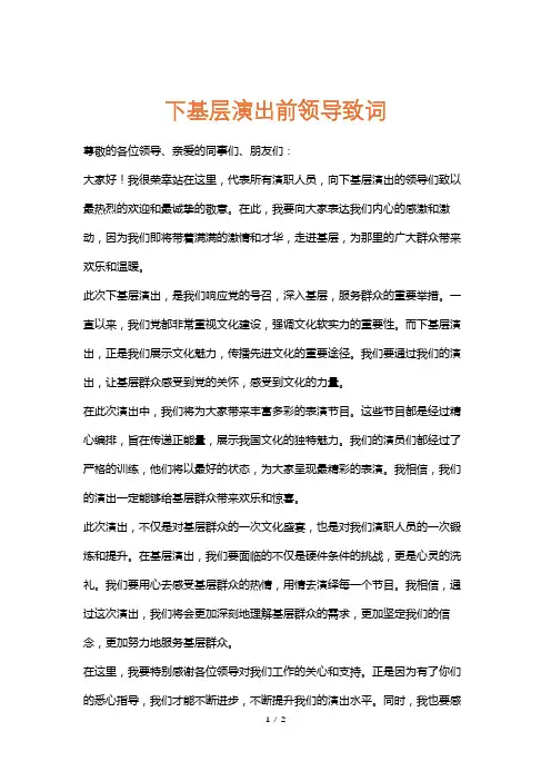 下基层演出前领导致词