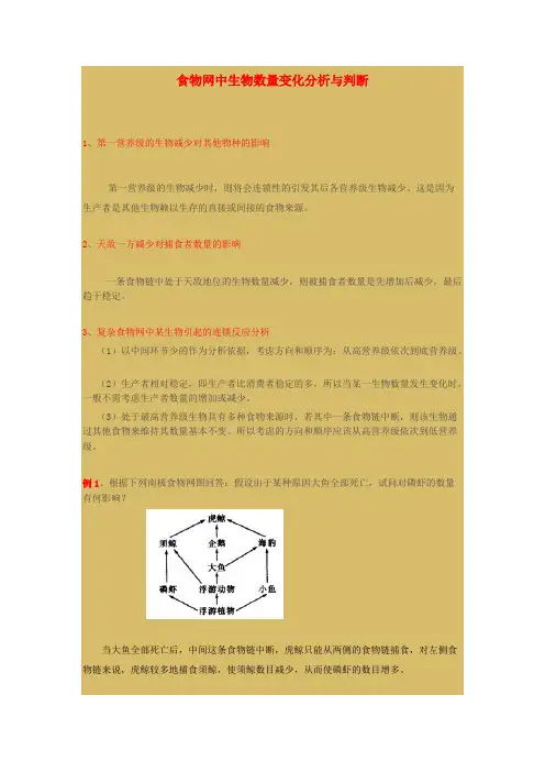 食物网中生物数量变化分析与判断