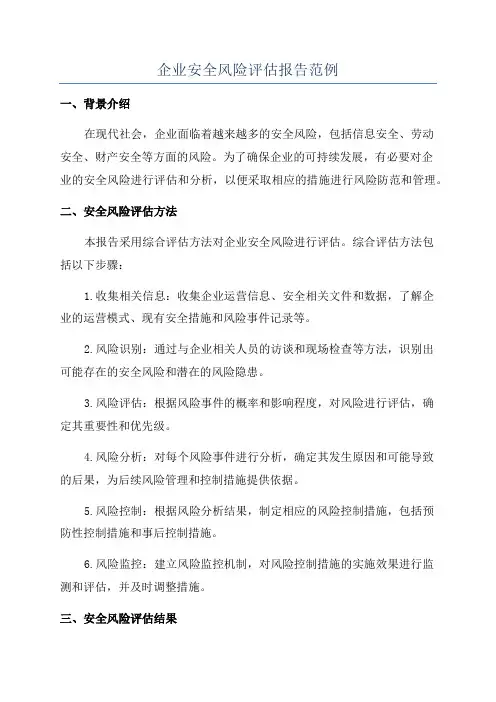 企业安全风险评估报告范例