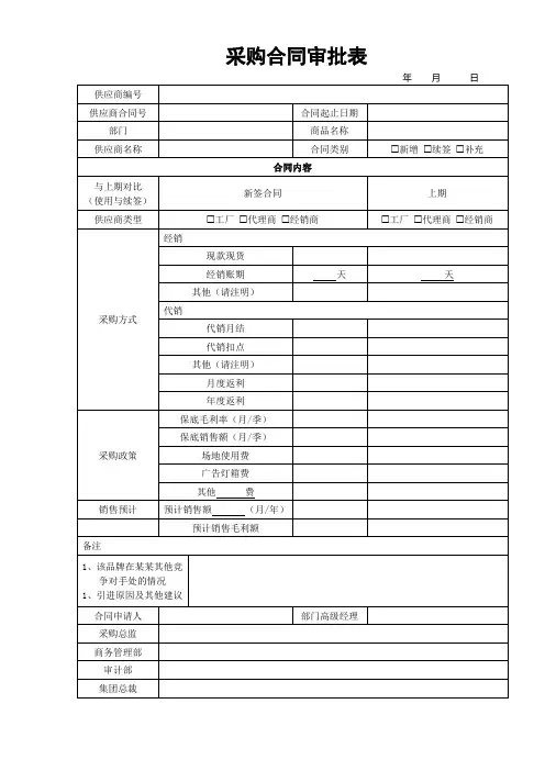 采购合同审批表