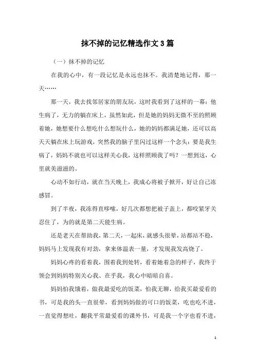 抹不掉的记忆精选作文3篇