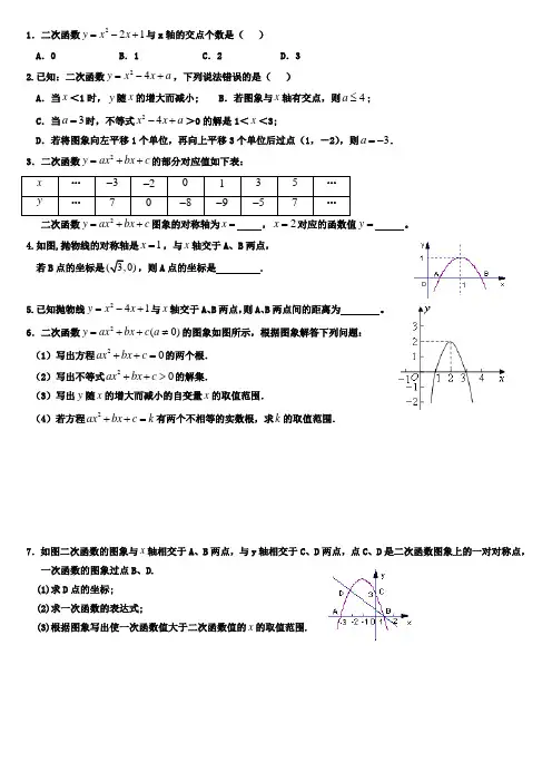 二次函数练习题
