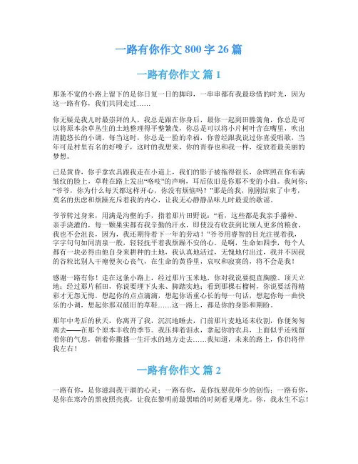 一路有你作文800字26篇