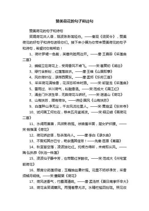 赞美荷花的句子和诗句