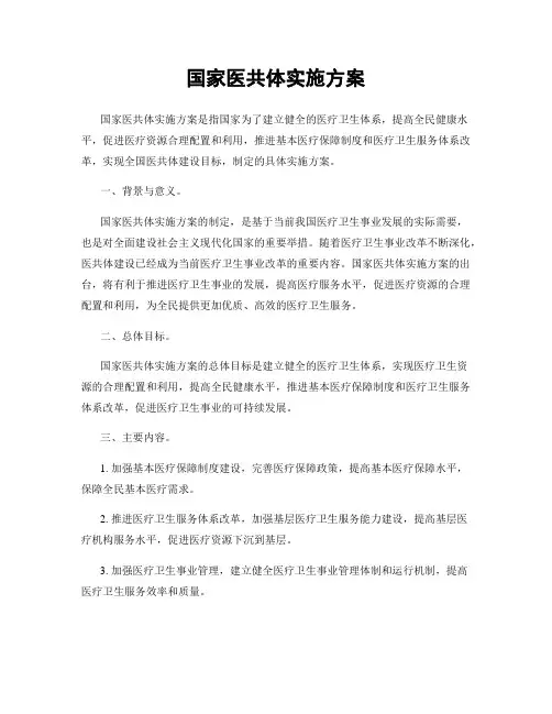 国家医共体实施方案