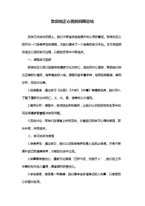致良知正心班的回顾总结