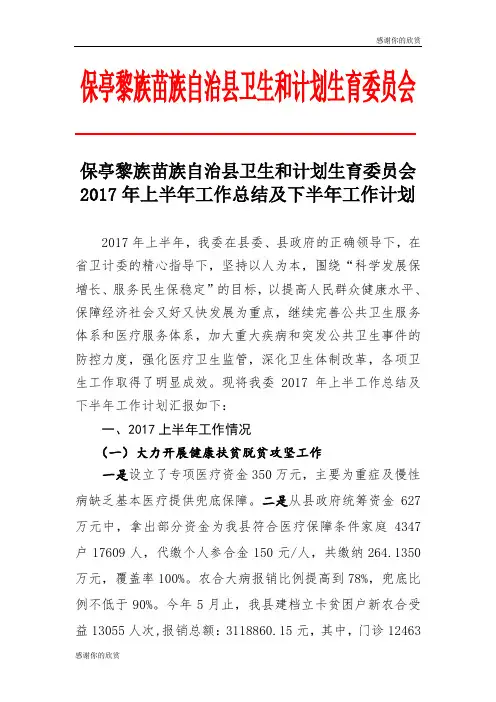 2017年上半年工作总结及下半年工作计划.doc