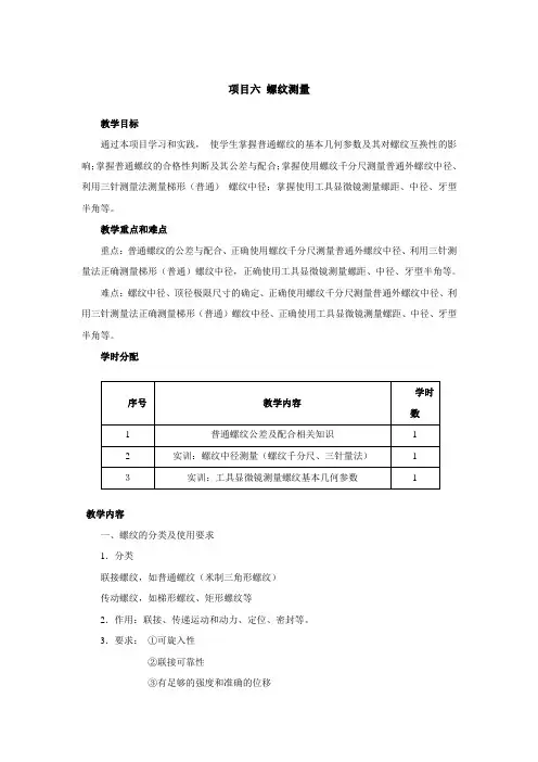 螺纹的测量方法
