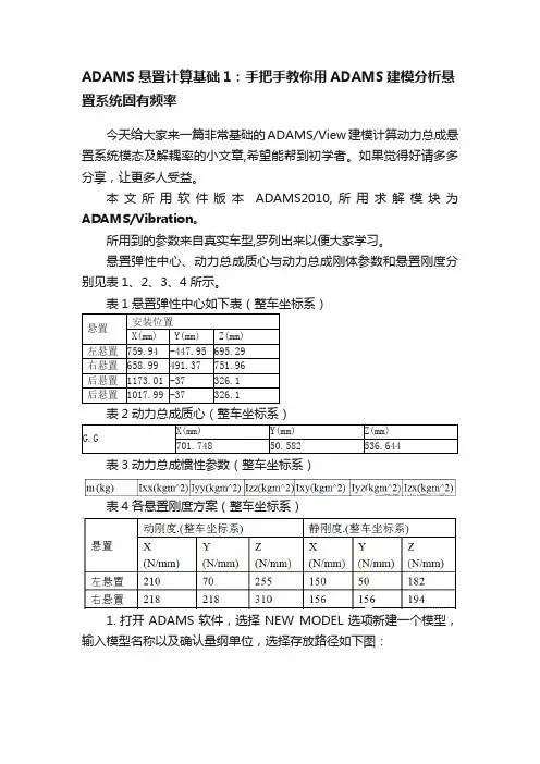 ADAMS悬置计算基础1：手把手教你用ADAMS建模分析悬置系统固有频率