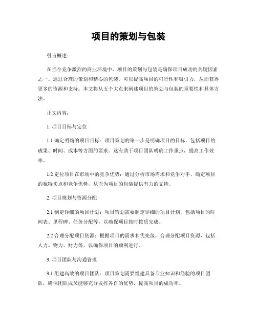 项目的策划与包装