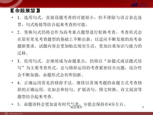 【精品课件】2020(新增4页)课标高考总复习·语文 专题6 第1节 选用、仿用、变换句式(含修辞)