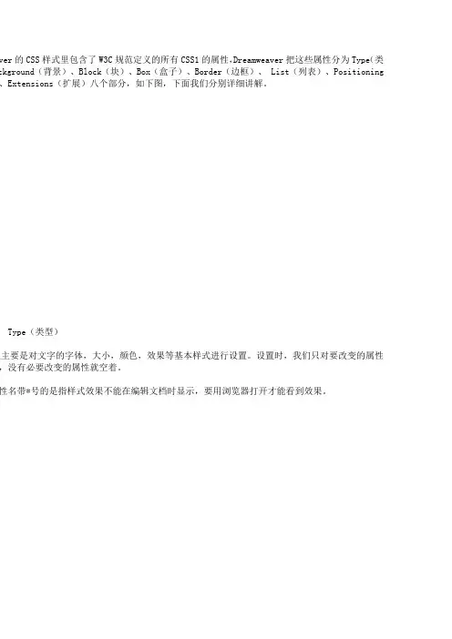 DW中CSS属性详解
