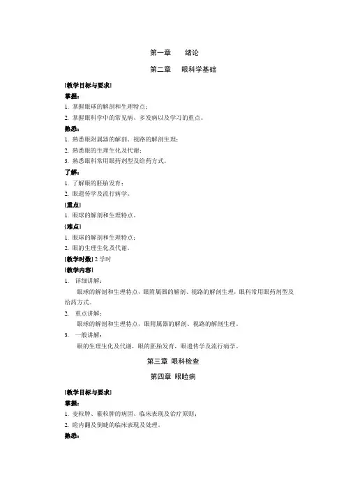 眼科学教学大纲