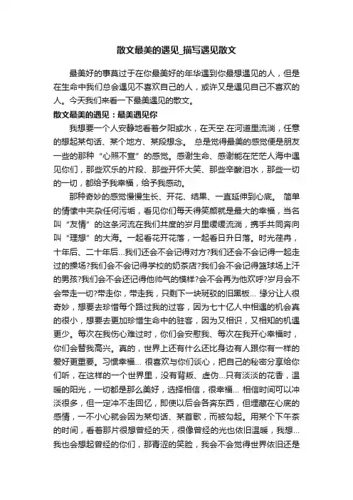 散文最美的遇见_描写遇见散文