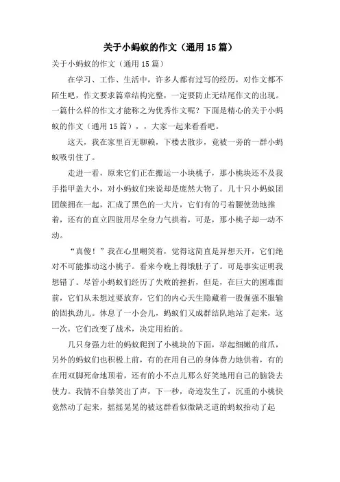关于小蚂蚁的作文(通用15篇)