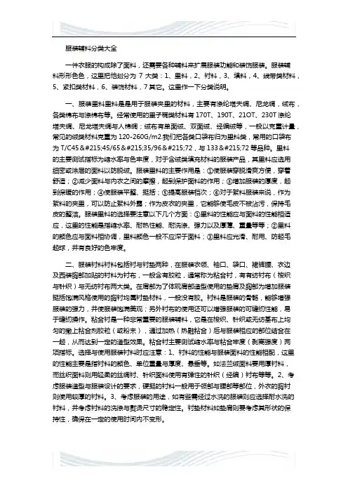 服装辅料分类大全