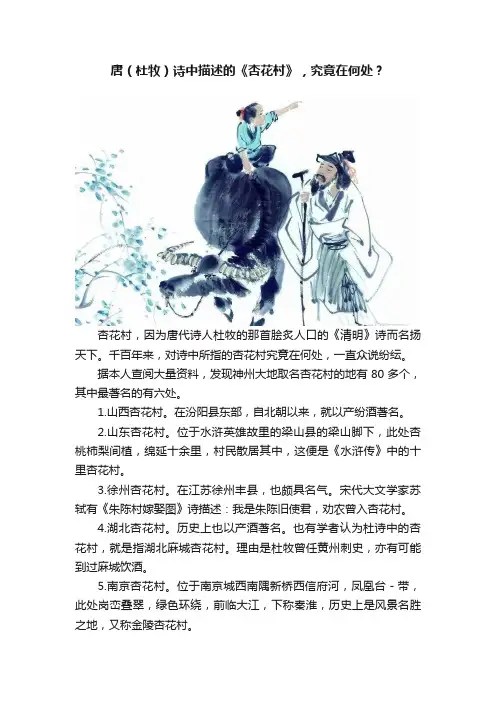 唐（杜牧）诗中描述的《杏花村》，究竟在何处？
