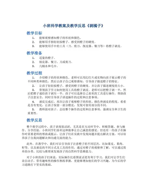 小班科学教案及教学反思《剥橘子》