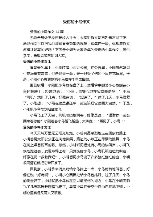 受伤的小鸟作文14篇