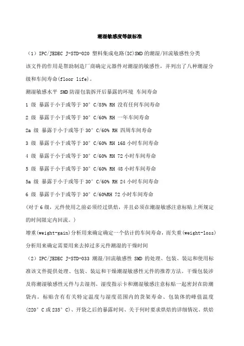 潮湿敏感度等级区分