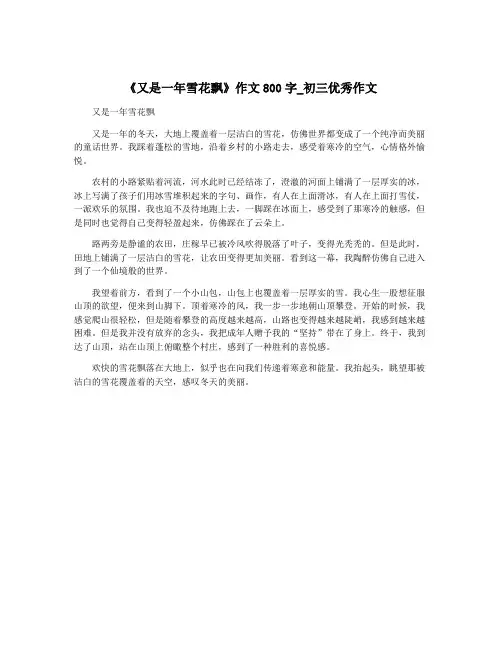 《又是一年雪花飘》作文800字_初三优秀作文