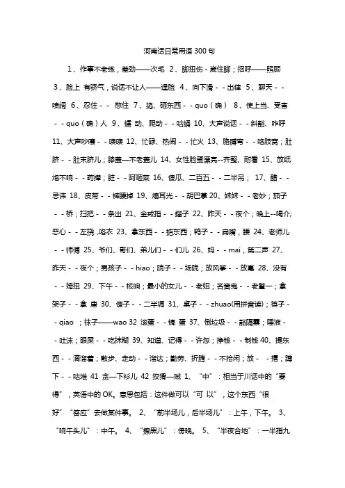 河南话日常用语300句