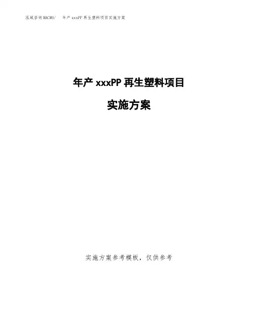 年产xxxPP再生塑料项目实施方案(项目申请参考)