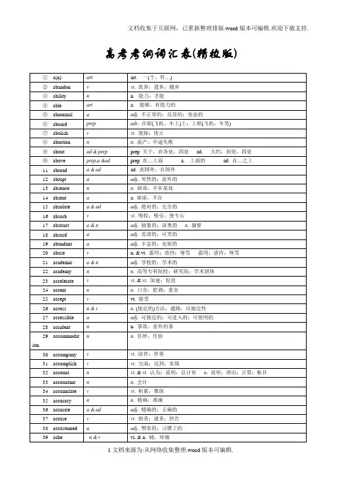 2020年高考考纲词汇表(精校版)