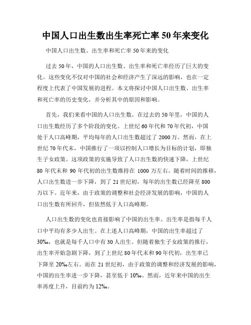 中国人口出生数出生率死亡率50年来变化