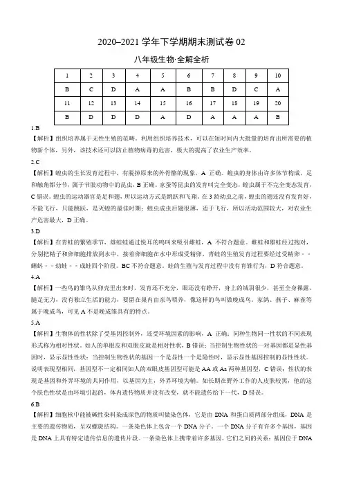 2020-2021学年八年级下学期期末测试卷(安徽专用)02(全解全析)