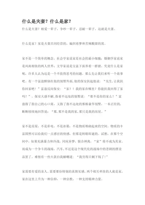 什么是夫妻？什么是家？