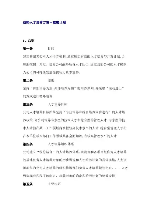 战略人才培养方案雄鹰计划