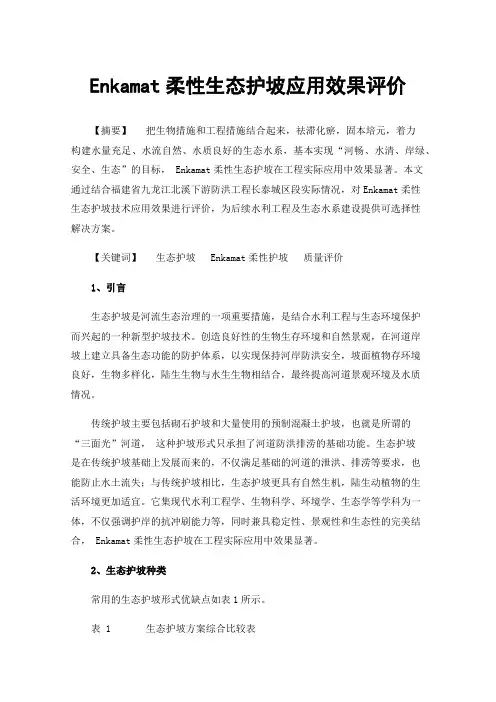 Enkamat柔性生态护坡应用效果评价