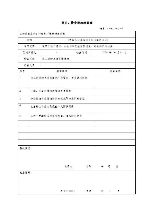 烟尘、粉尘排放检查记录表