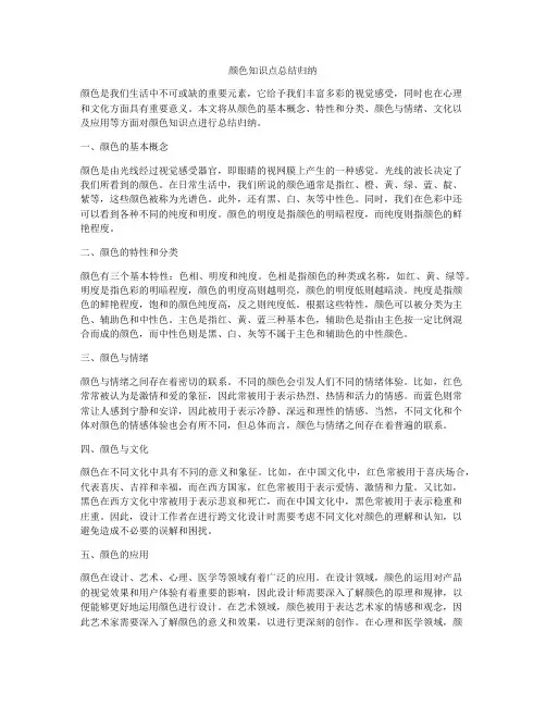 颜色知识点总结归纳
