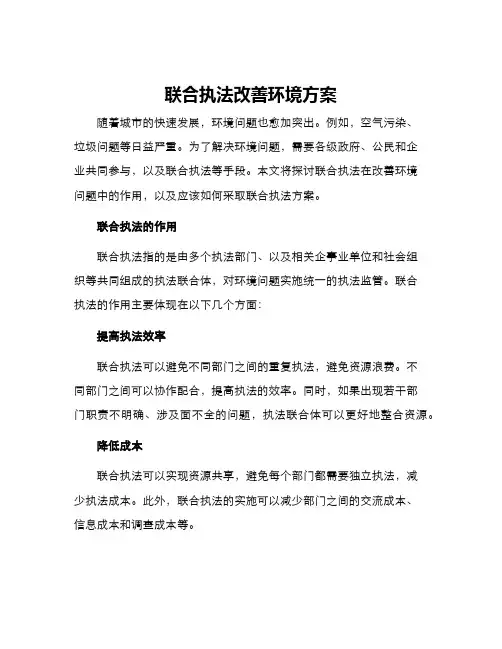 联合执法改善环境方案