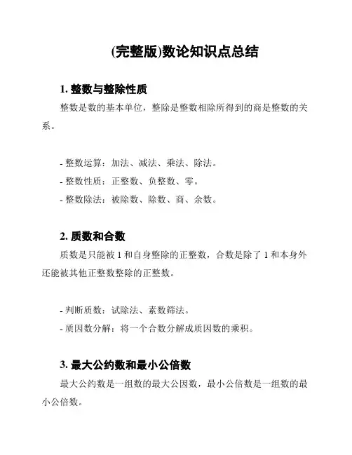 (完整版)数论知识点总结