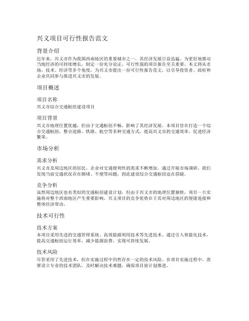 兴义项目可行性报告范文