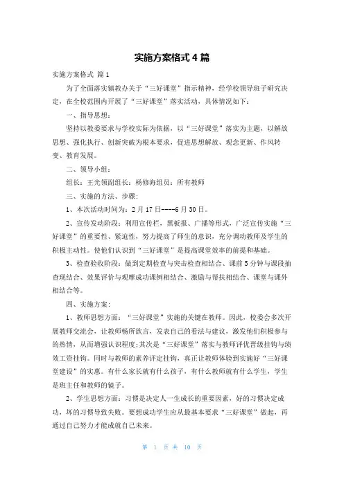 实施方案格式4篇