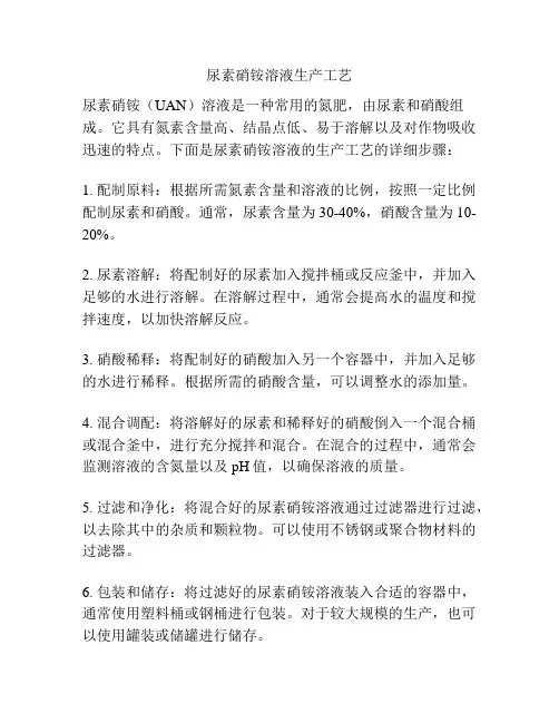尿素硝铵溶液生产工艺