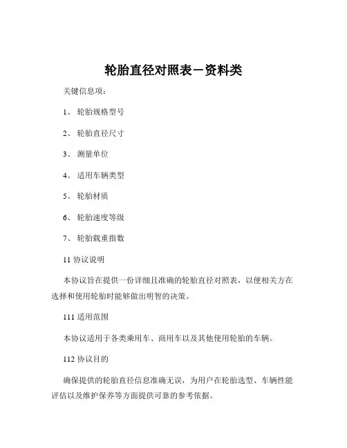 轮胎直径对照表-资料类
